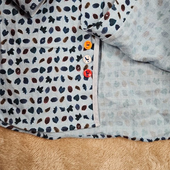 A Fish Named Fred Shirt Colorful Leaves Button-Up Men's XL Floral All Over Print - Picture 3 of 10